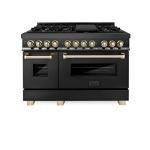 ZLINE 48" Dual Fuel Range - Black/Gold