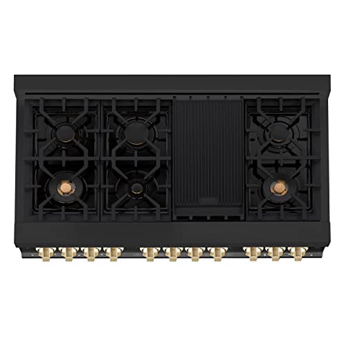 ZLINE 48" Dual Fuel Range - Black/Gold