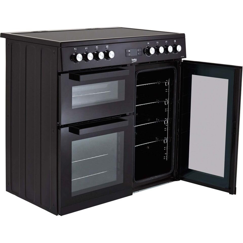 Beko 90cm electric range cooker, black ceramic hob