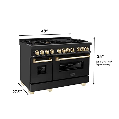 ZLINE 48" Dual Fuel Range - Black/Gold
