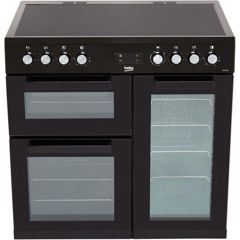 Beko 90cm electric range cooker, black ceramic hob