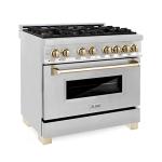 ZLINE 36" Dual Fuel Range with Gold Accents
