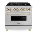 ZLINE 36" Dual Fuel Range with Gold Accents