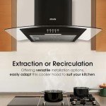 Curved Glass Black 60cm Cooker Hood Extractor