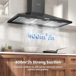 COMFEE' 90 cm Black Wall-Mounted Range Hood