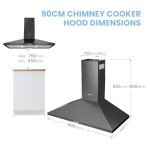 COMFEE' 90 cm Black Wall-Mounted Range Hood