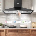 COMFEE' 90 cm Black Wall-Mounted Range Hood