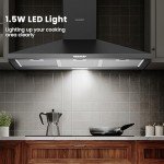 COMFEE' 90 cm Black Wall-Mounted Range Hood