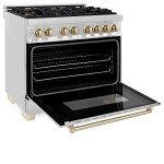 ZLINE 36" Dual Fuel Range with Gold Accents