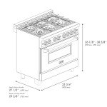 ZLINE 36" Dual Fuel Range with Gold Accents
