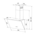 Ciarra 60cm Wall-Mounted Chimney Hood with LEDs