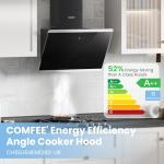 Comfee' 60cm Angled Glass Extractor Hood, Black