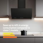 Black angled extractor fan for cookers