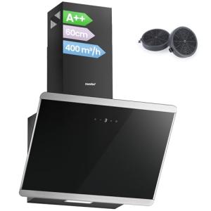 Comfee' 60cm Angled Glass Extractor Hood, Black