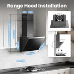 Comfee' 60cm Angled Glass Extractor Hood, Black