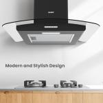 COMFEE' 60cm Black Canopy Cooker Hood with LED