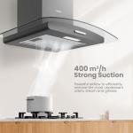 COMFEE' 60cm Black Canopy Cooker Hood with LED