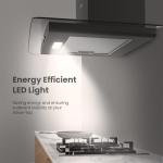 COMFEE' 60cm Black Canopy Cooker Hood with LED