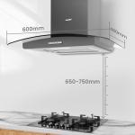 COMFEE' 60cm Black Canopy Cooker Hood with LED