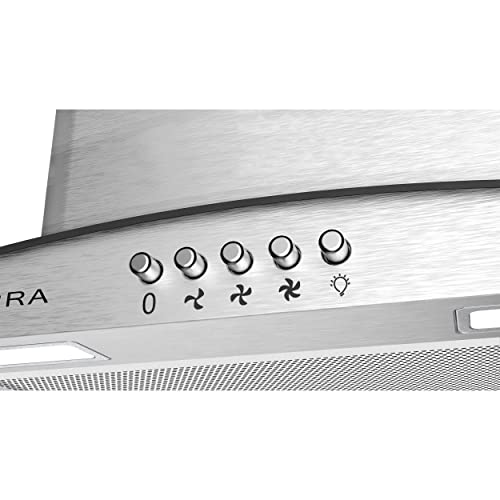 CIARRA 60cm Curved Glass Range Hood with Fan