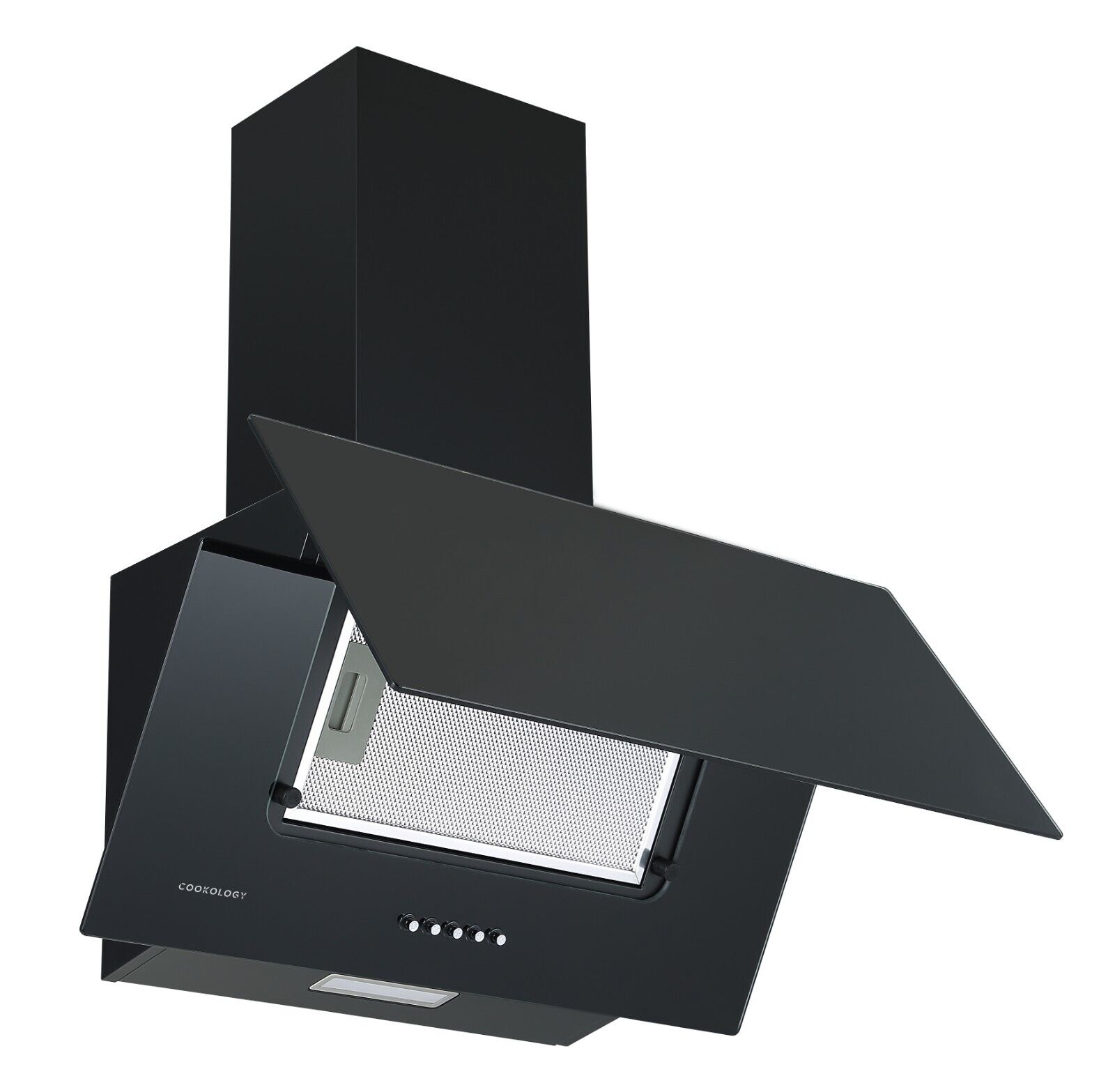 Black angled extractor fan for cookers