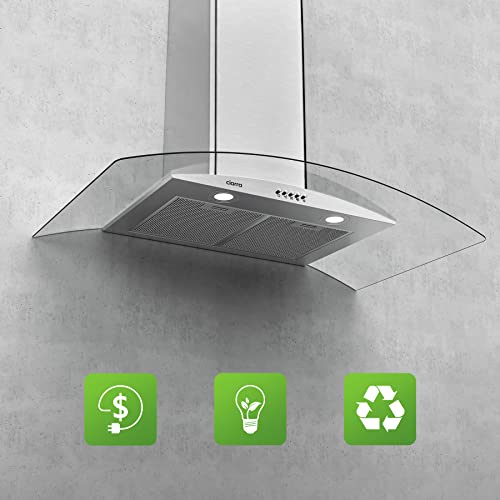 CIARRA 90cm Curved Glass Wall Cooker Hood