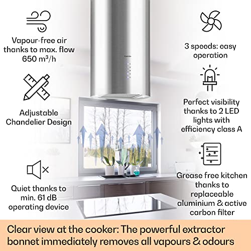 Klarstein Chandelier Island Cooker Hood, 650m³/h