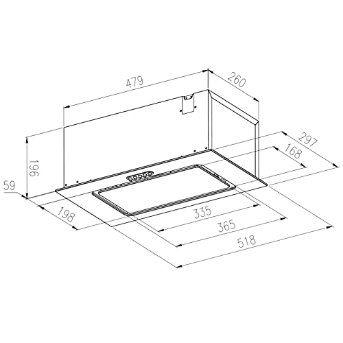 SIA 52cm Black Glass Built-In Cooker Hood