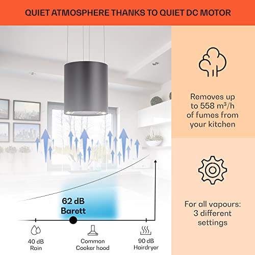 Klarstein Chandelier Island Cooker Hood, 558m³/h Airflow