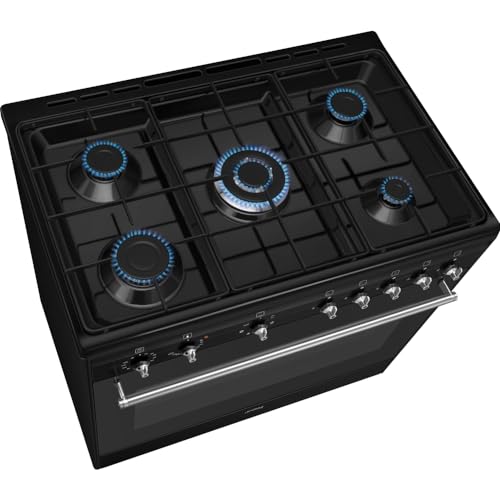 Black 90cm Dual Fuel Range Cooker: Concert Model