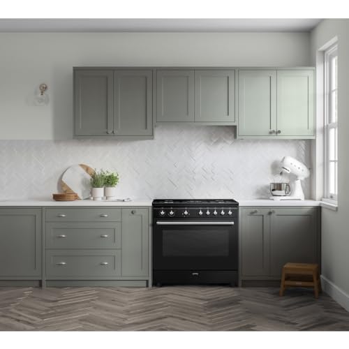 Black 90cm Dual Fuel Range Cooker: Concert Model