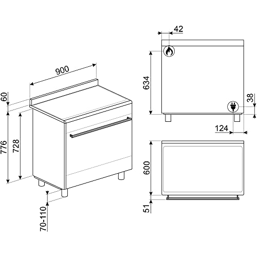 Black 90cm Dual Fuel Range Cooker: Concert Model