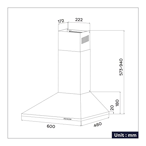 CIARRA CAB6201A Black 600mm Chimney Cooker Hood