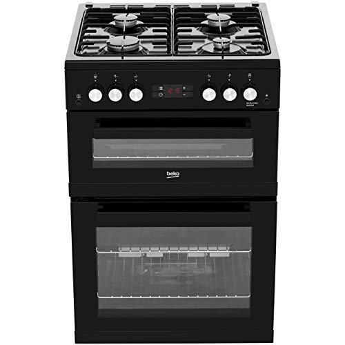 Beko 60cm Double Oven Gas Cooker - Black