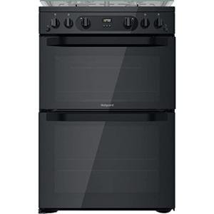 60cm Black Gas Cooker with Double Oven and Lid