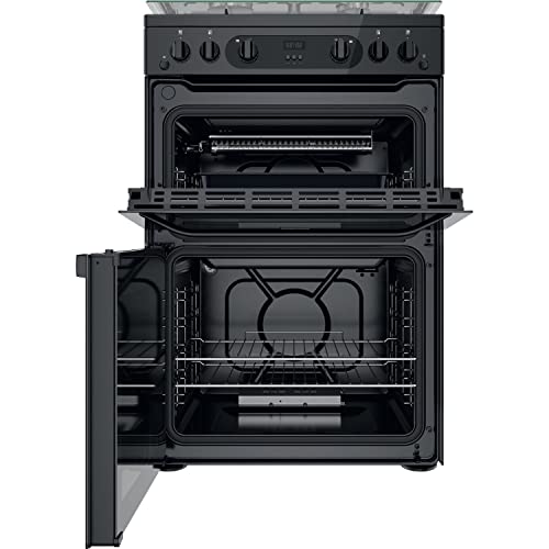60cm Black Gas Cooker with Double Oven and Lid
