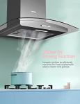 COMFEE' 60cm Black Canopy Cooker Hood with LED