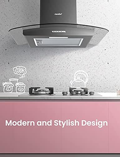 COMFEE' 60cm Black Canopy Cooker Hood with LED