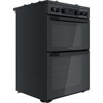 60cm Gas Cooker with Double Oven - Black