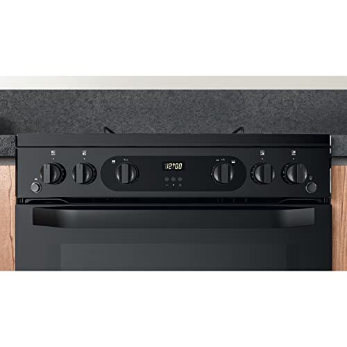 60cm Gas Cooker with Double Oven - Black