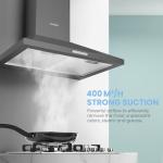 COMFEE' 60cm Black Wall-Mounted Cooker Hood