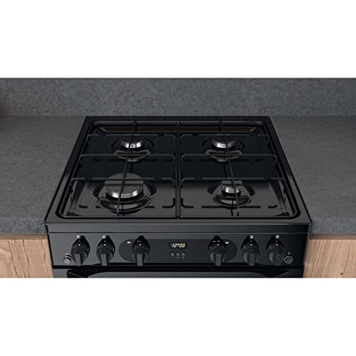 60cm Gas Cooker with Double Oven - Black