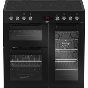 Beko 90cm electric range cooker, black ceramic hob