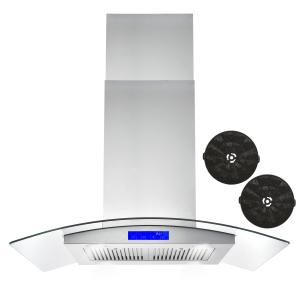 Stainless Steel Island Range Hood with LED Lighting