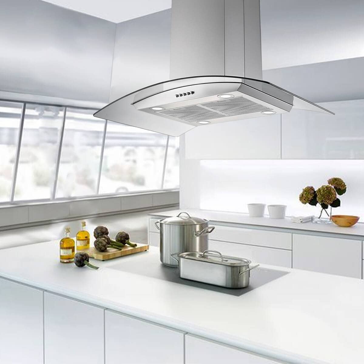 36" Island Range Hood with 3 Speed Fan