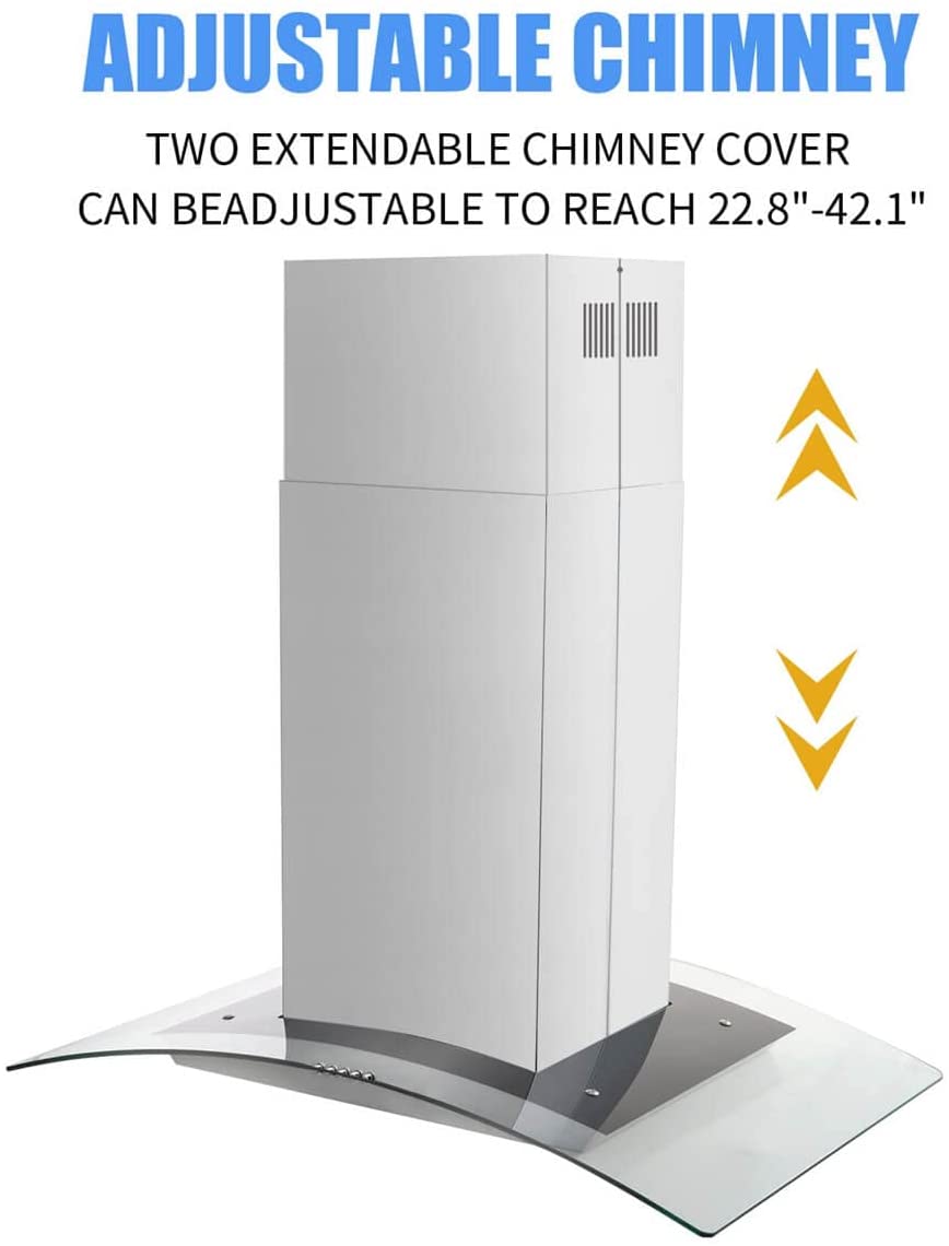 36" Island Range Hood with 3 Speed Fan