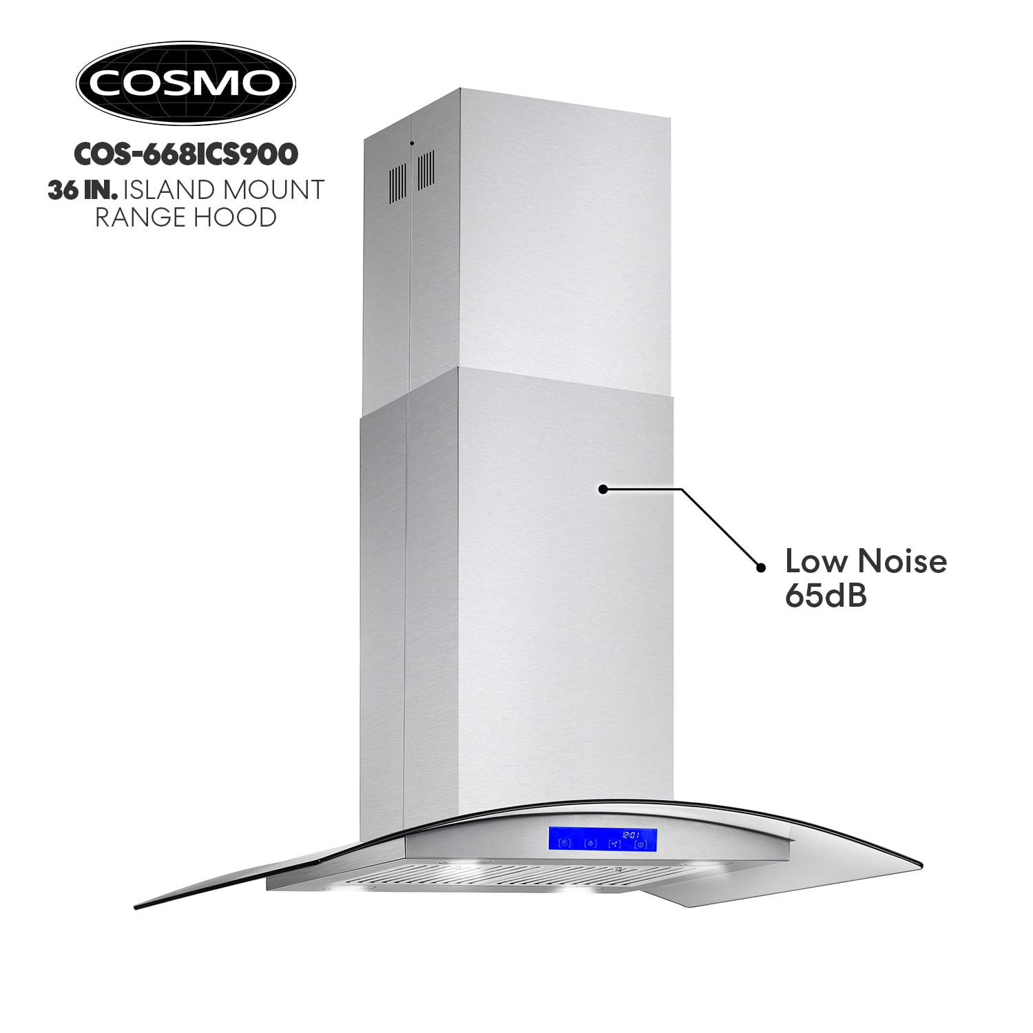 Stainless Steel Island Range Hood with LED Lighting