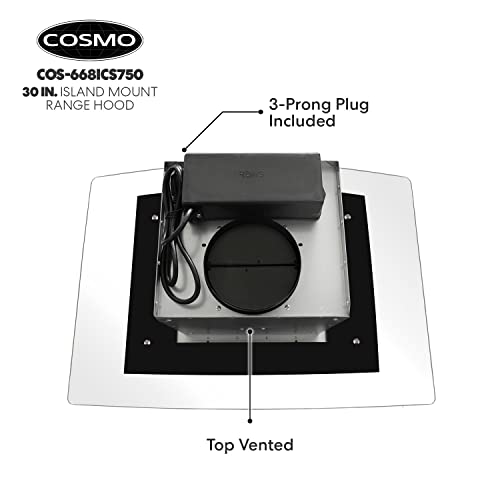 Island Mount Range Hood with Soft Touch Controls