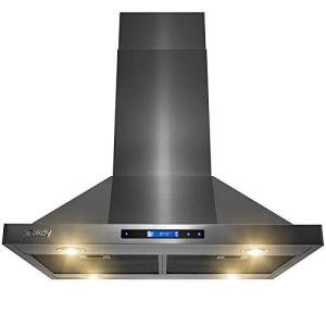 Black Stainless Steel Island Range Hood – 30in