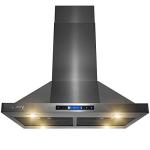 Black Stainless Steel Island Range Hood – 30in